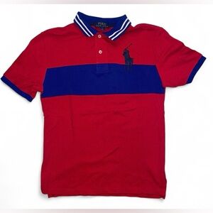 Polo Ralph Lauren Big Pony polo boys size large (14/16) red blue stripe collar